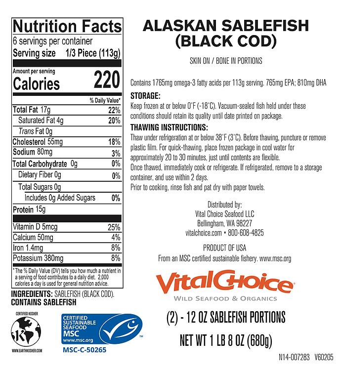 MSC Wild Alaskan Sablefish - skin-on